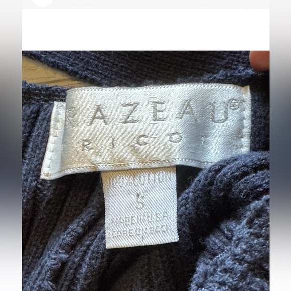 Brazeau Tricot Knit Overall Jumpsuit Sz S Made In USA Navy Blue Cotton Lux Boho - Picture 11 of 11